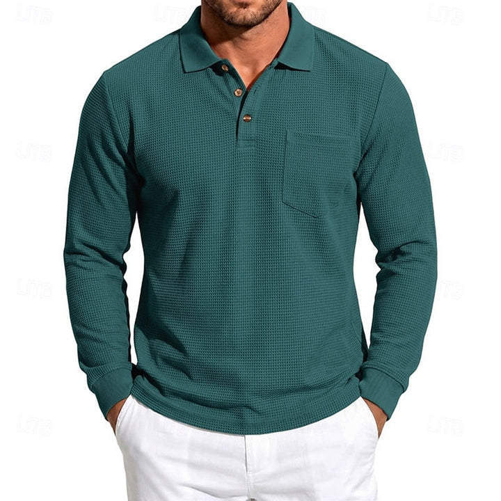 Quentin | Tekstureret Langærmet Polo Shirt