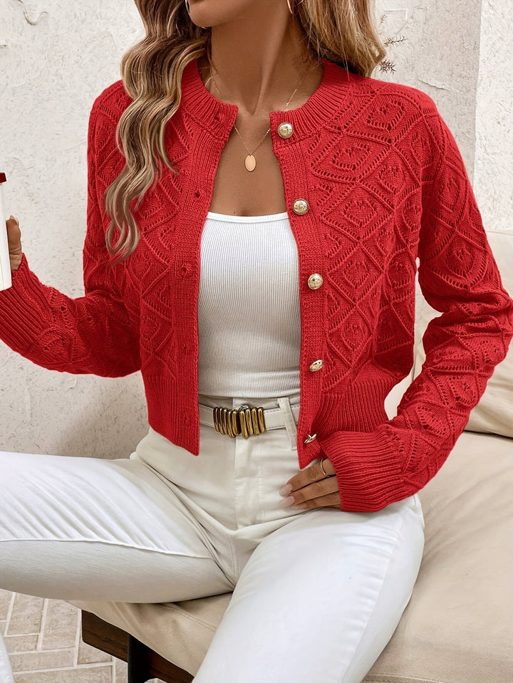Della | Teksturert Knap-Front Cardigan