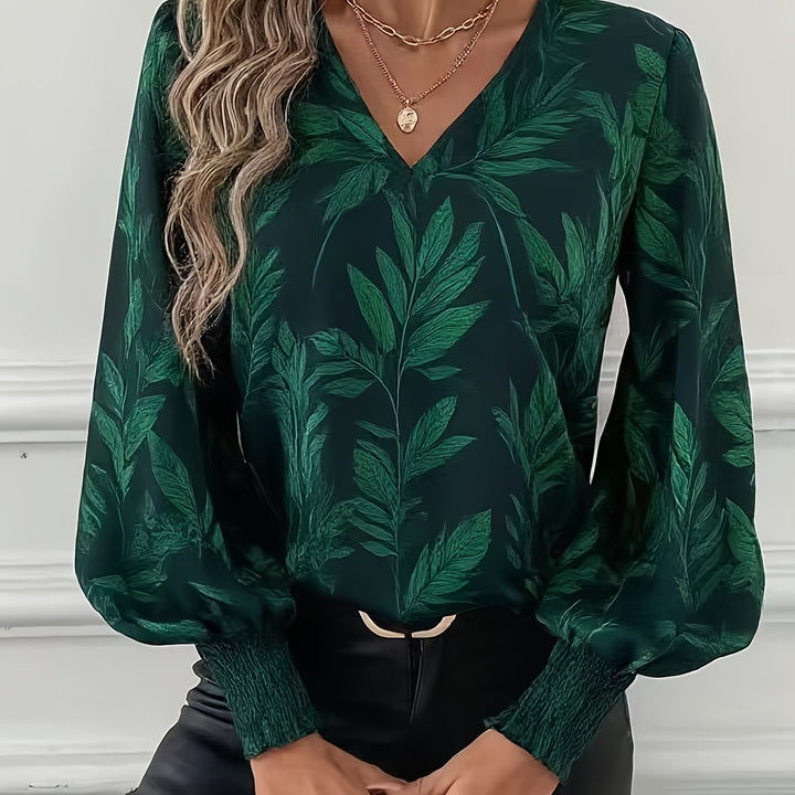 Elena | Botanisk V-Hals Bluse