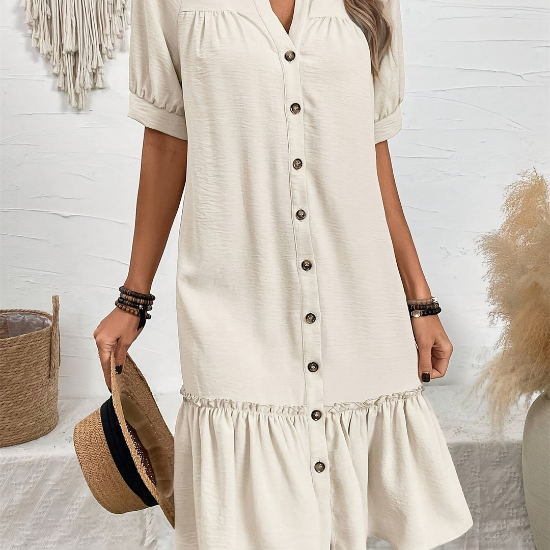 Maevelle | Knapdetaljeret Boho Midi Kjole