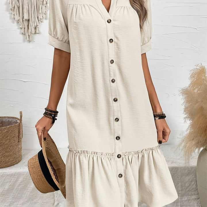 Maevelle | Knapdetaljeret Boho Midi Kjole
