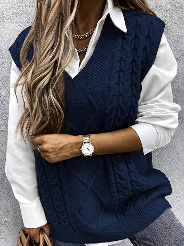 Cora | Cozy Cable-Knit V-Hals Sweater Vest