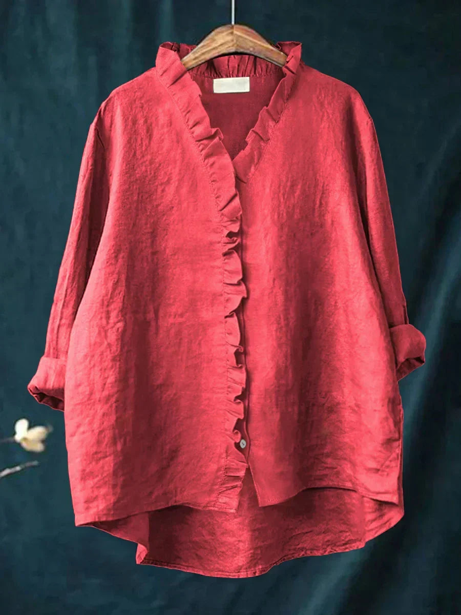 Eliza | Casual Ruffle V-Hals Bluse