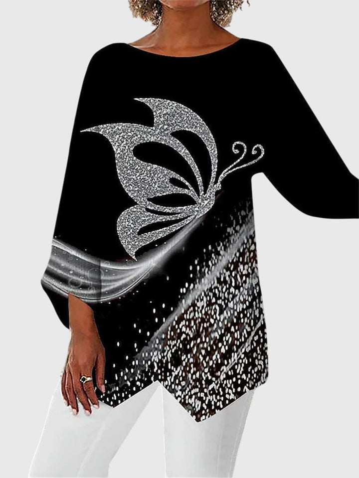 Kathleen | Shimmer Butterfly Langærmet Top