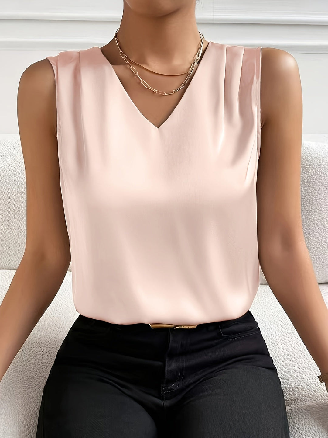 Elsie | Elegant ærmeløs V-hals top