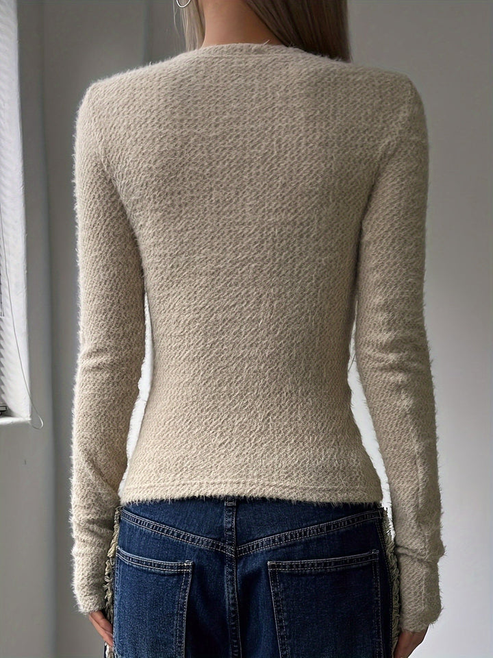 Noreen | Blødt Plush Langærmet Top