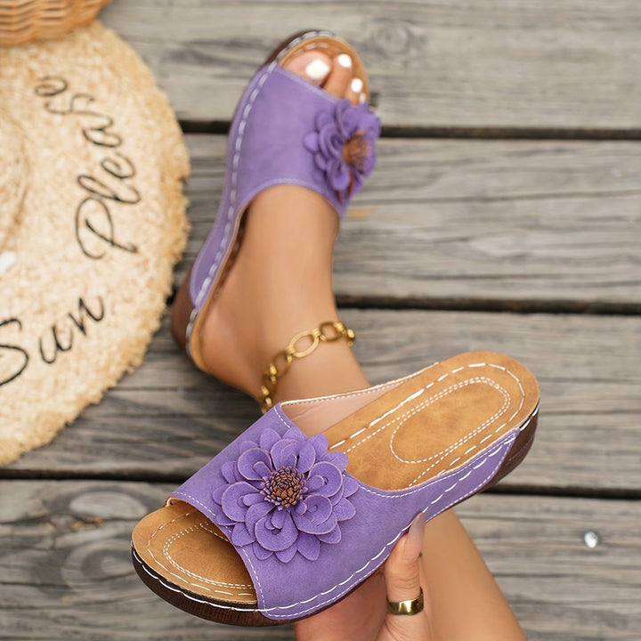Melanie | Blomster Komfort Wedge Sandaler