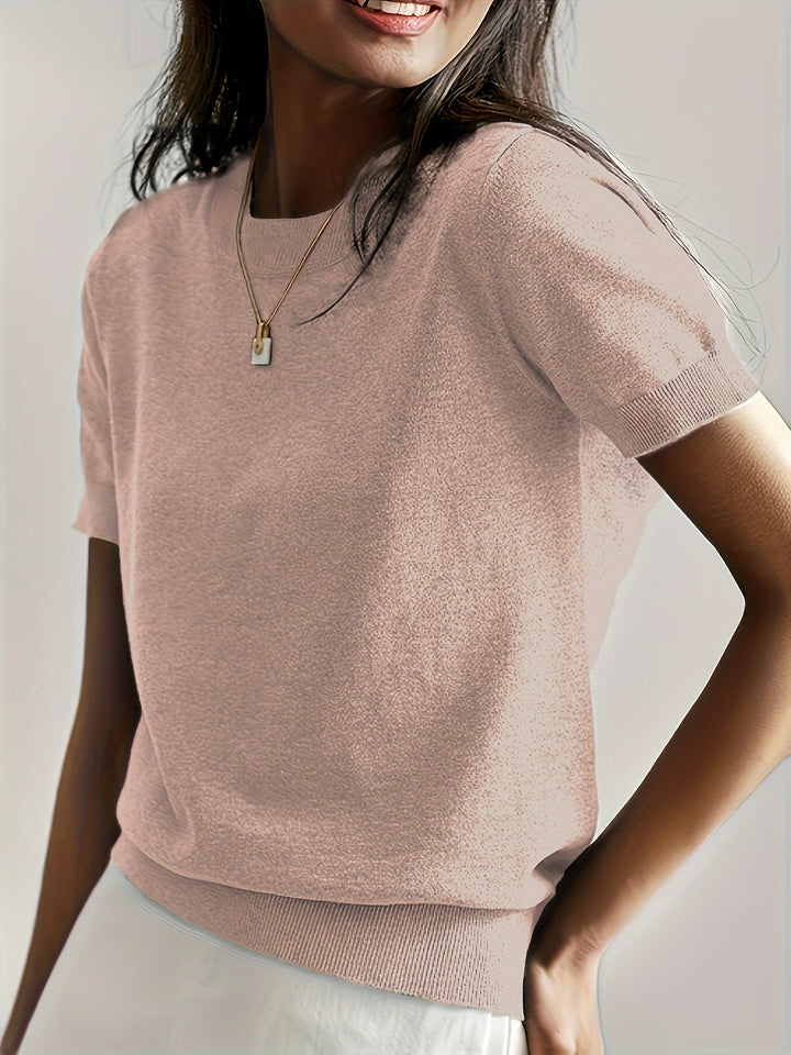 Harriet | Finstrikket T-Shirt med Korte Ærmer