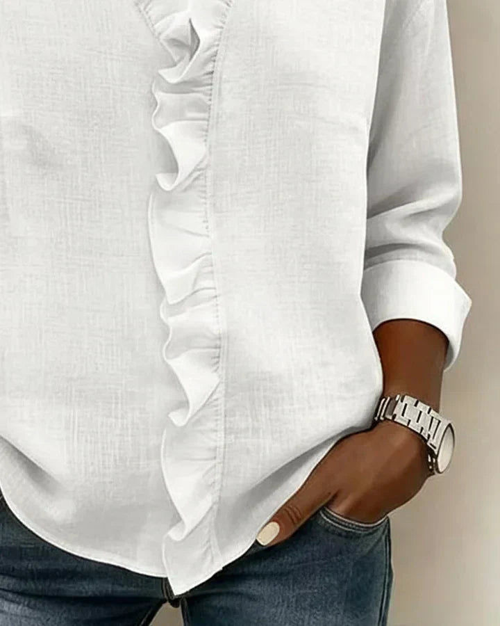 Cayla | Elegant V-hals Rynker Bluse