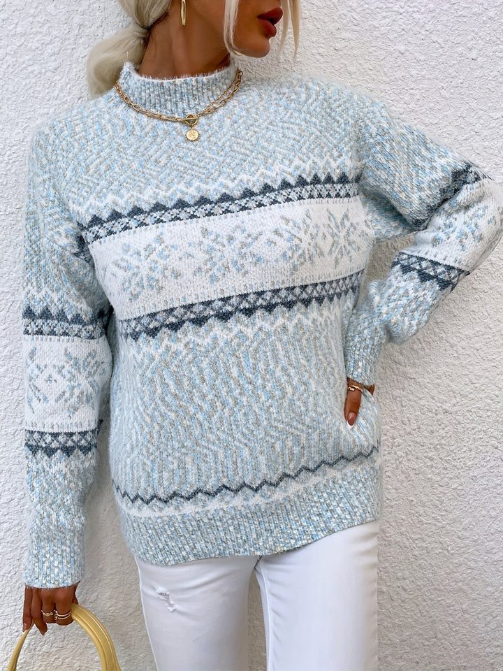 Tamsin | Cozy Snowflake Mock-Neck Sweater