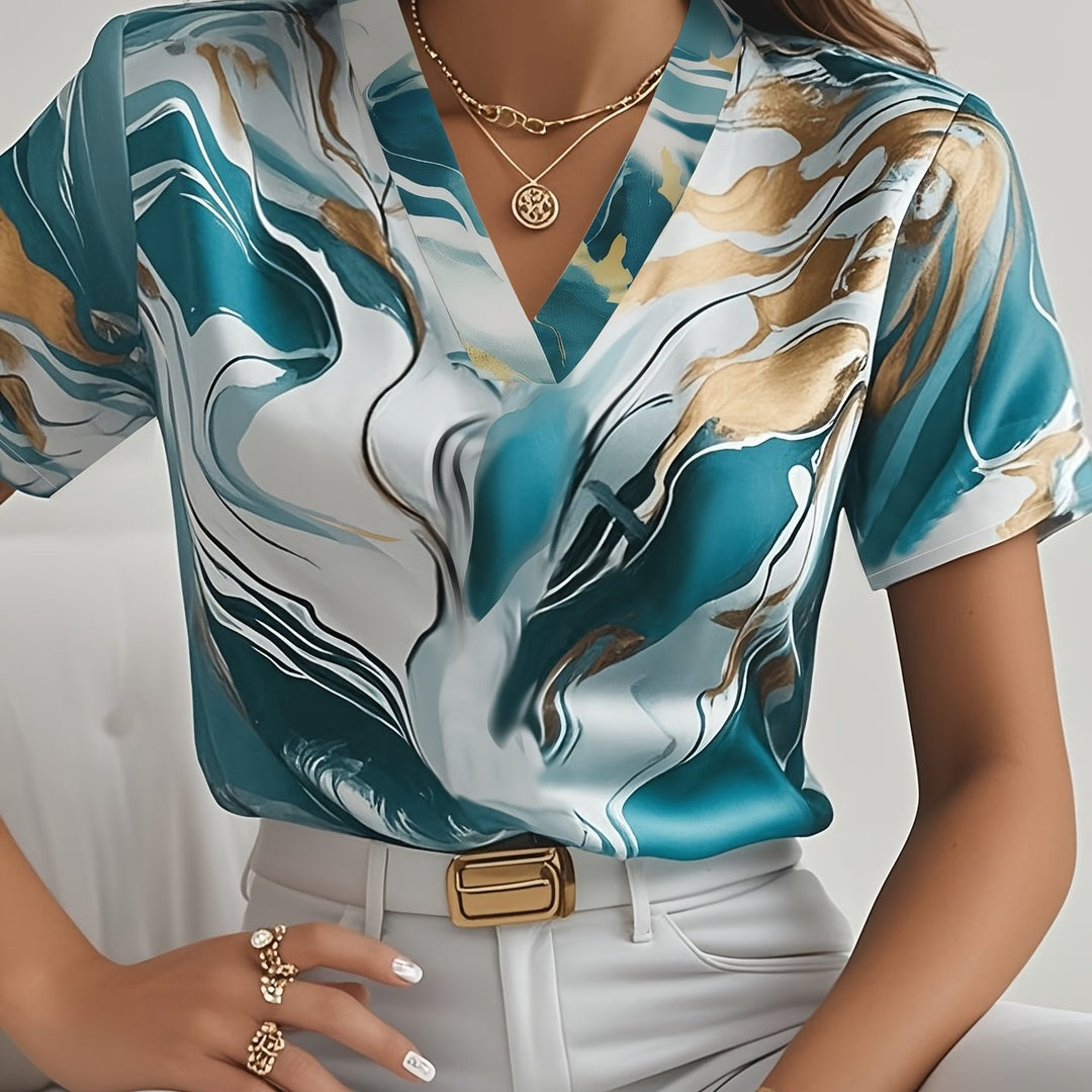 Joanna | Kunstnerisk Swirl-Print Bluse