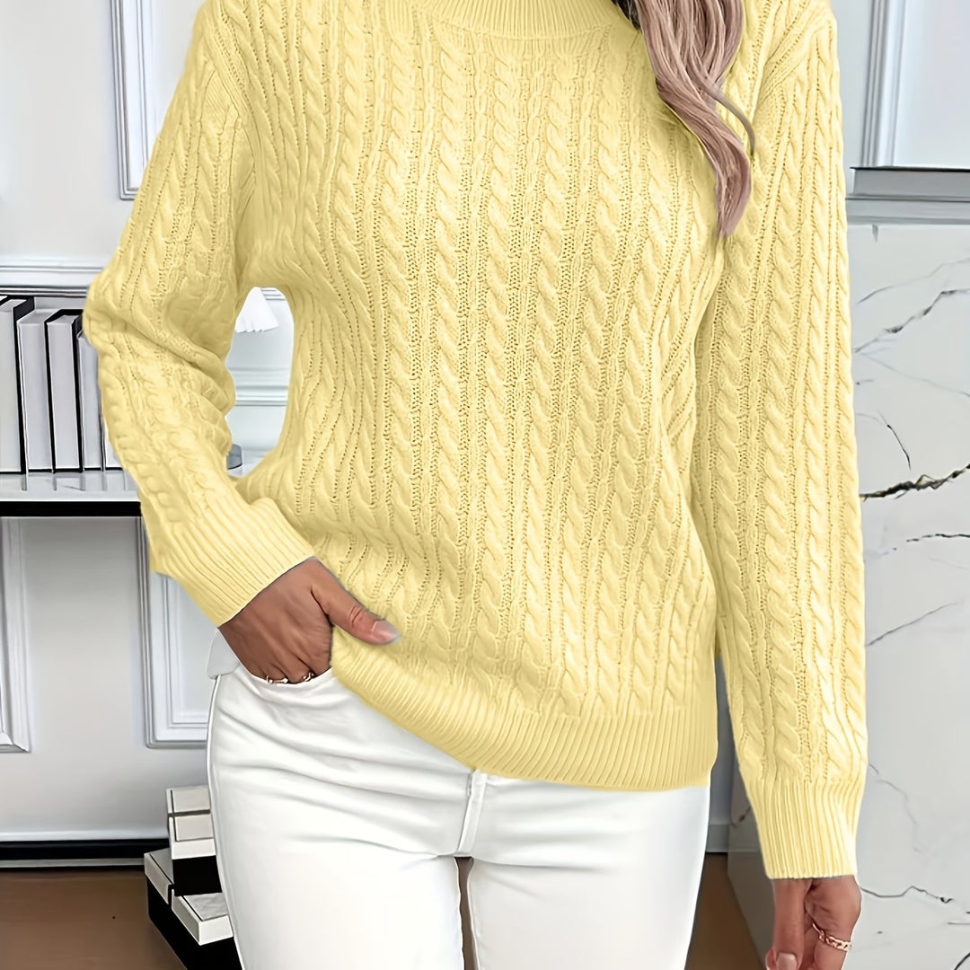 Faye | Kabelstrikket Rundhalset Sweater