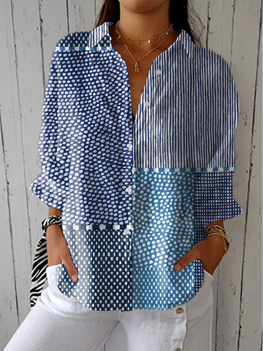 Martha | Klassisk Ocean Patchwork Bluse