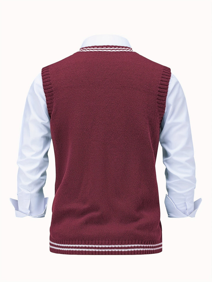 Gideon | Kabelstrikket V-hals Sweater Vest