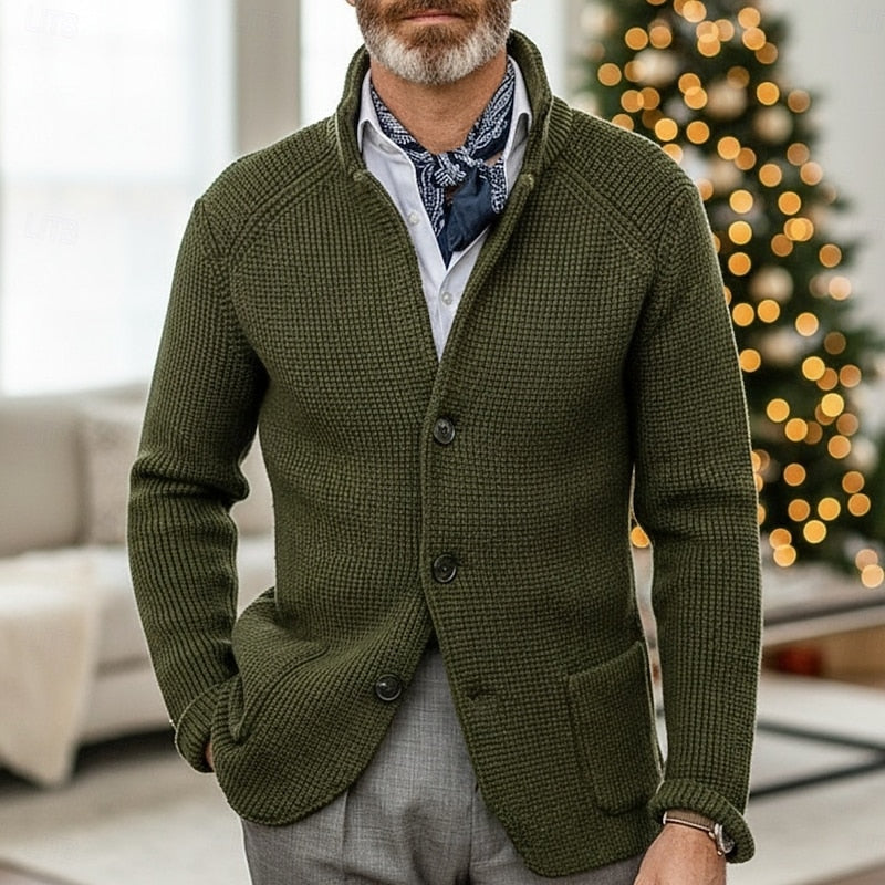 Archer | Tekstureret Stående Krave Cardigan
