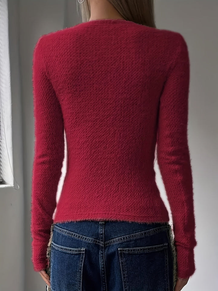 Noreen | Blødt Plush Langærmet Top
