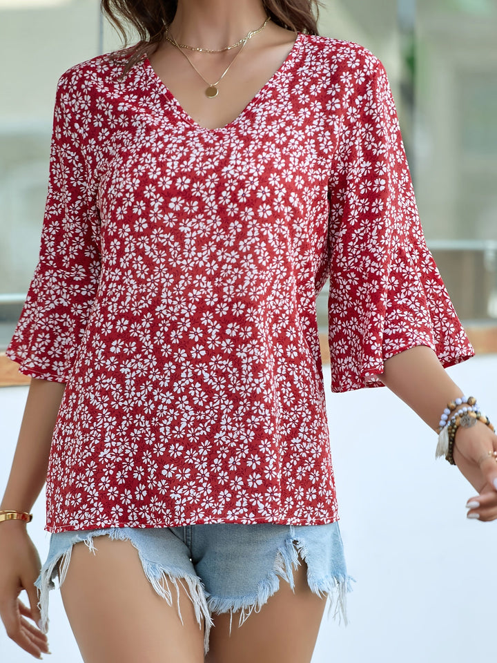 Lorraine | Floral Ruffle-Ærme Bluse