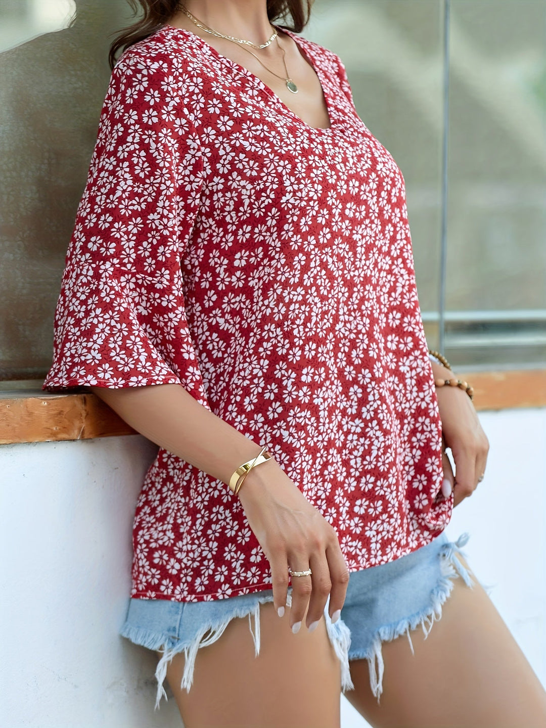 Lorraine | Floral Ruffle-Ærme Bluse