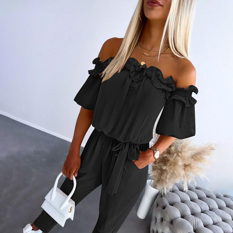 Carmella | Stilig Off-Shoulder Tie-Waist Jumpsuit