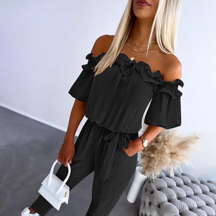Carmella | Stilig Off-Shoulder Tie-Waist Jumpsuit
