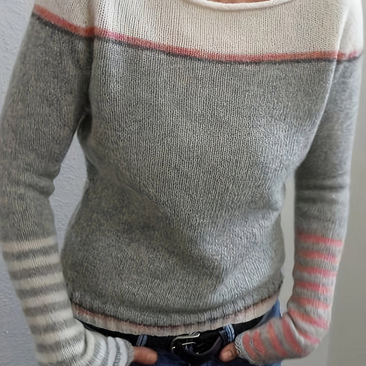 Francesca | Farveblok Båd Hals Sweater