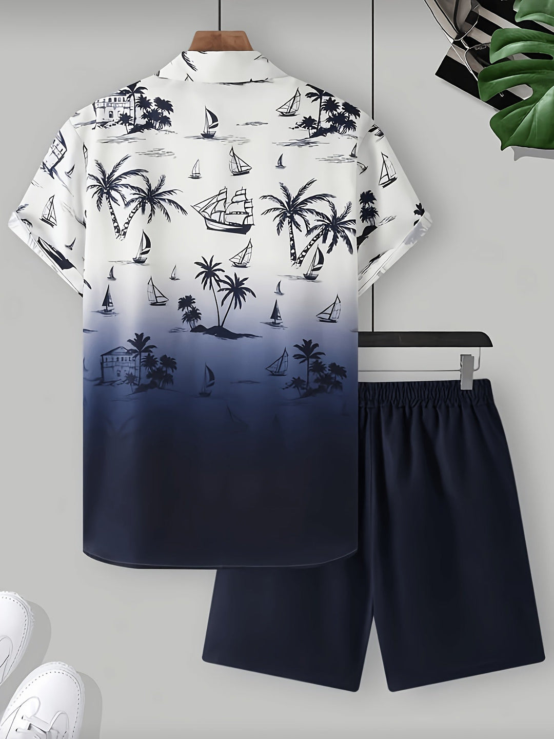 Garrett | Kystprint Skjorte og Shorts Sæt