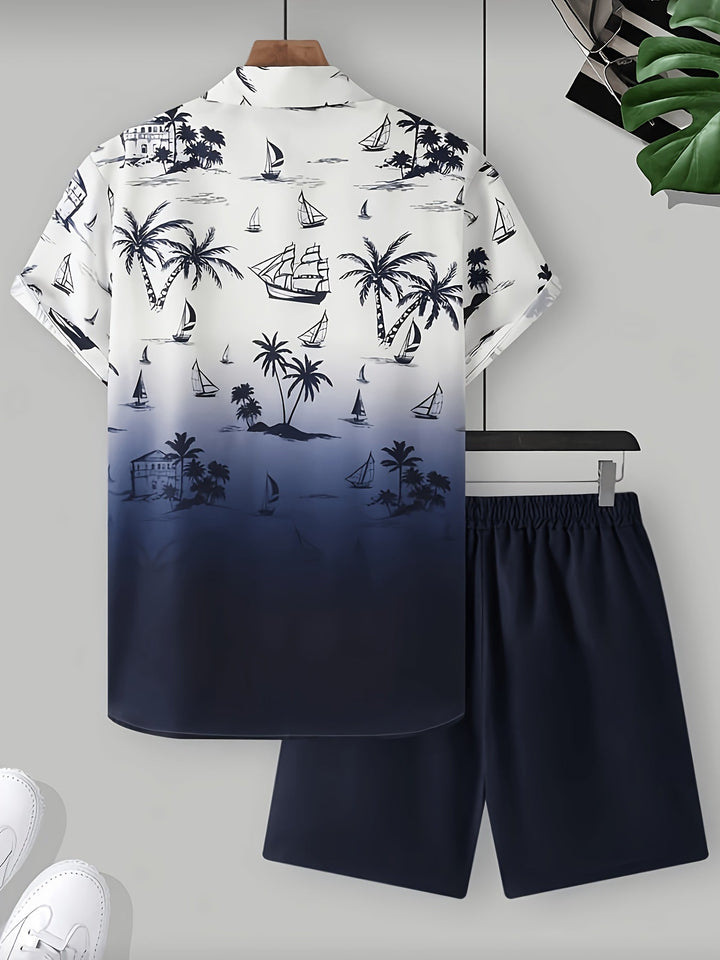 Garrett | Kystprint Skjorte og Shorts Sæt