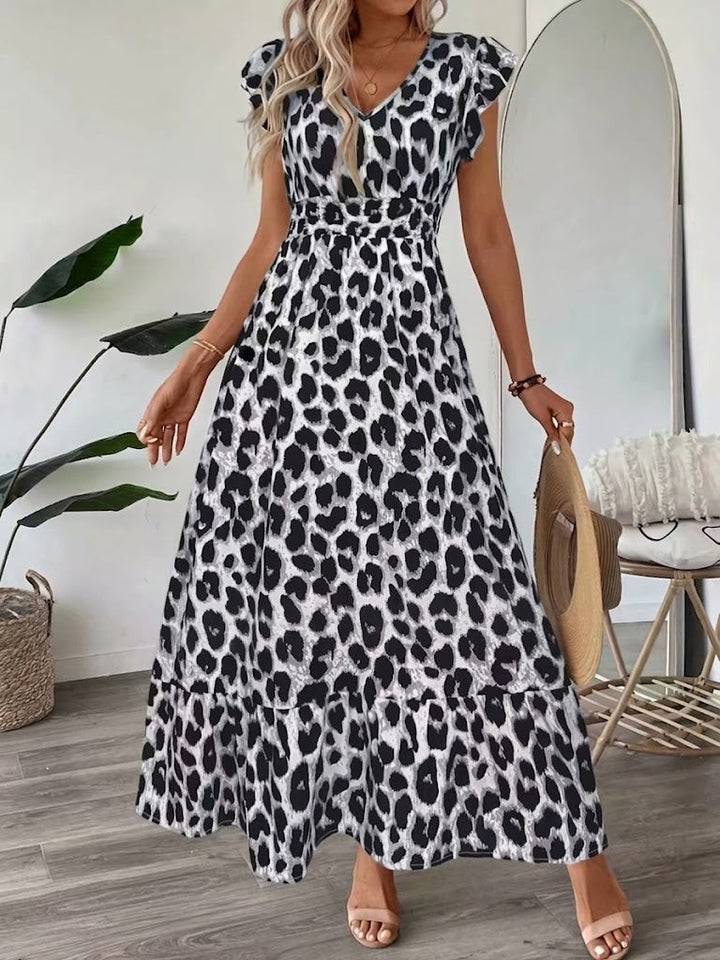 Rosalie | Barok-Print V-Hals Maxi Kjole