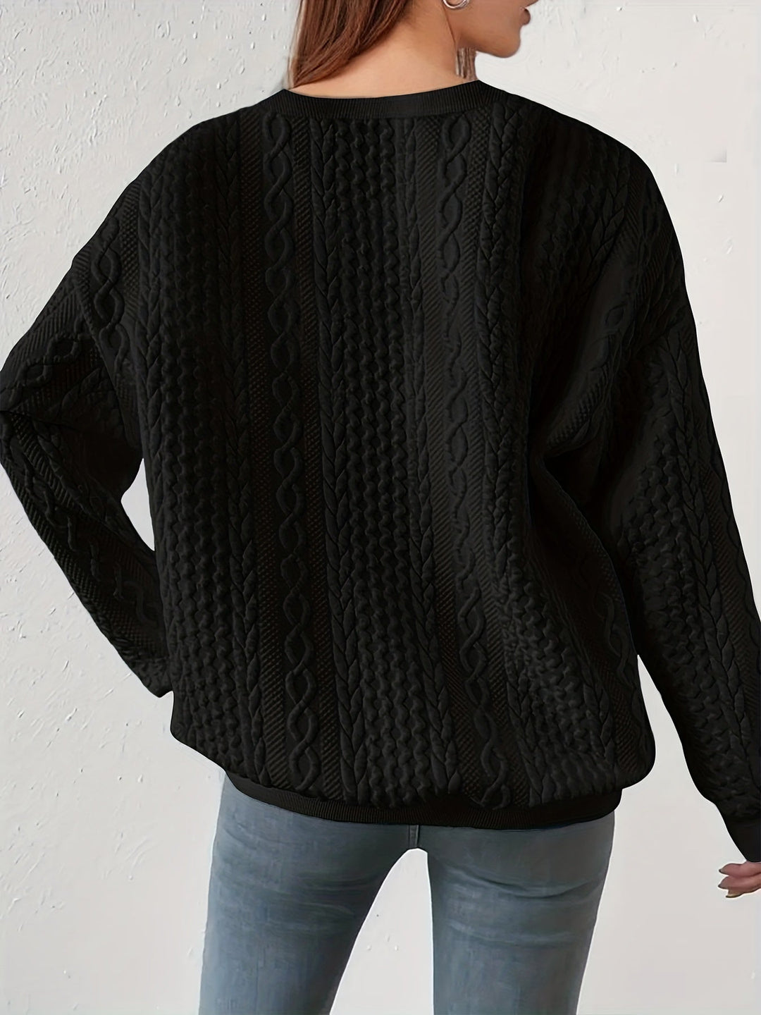 Joyce | Tekstureret Kabelstrik Sweatshirt
