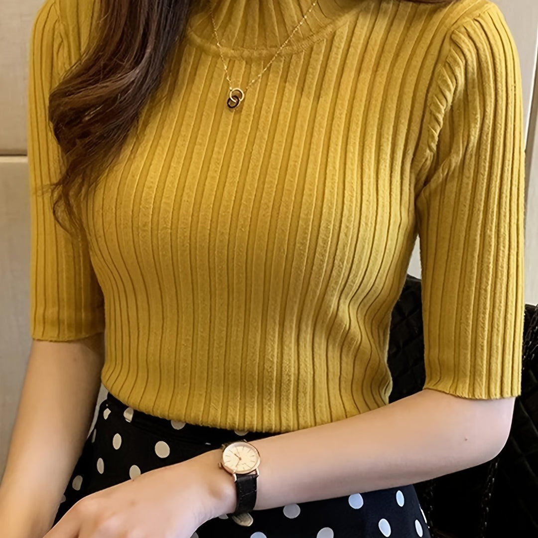 Verity | Ribbede Mock-Neck Top