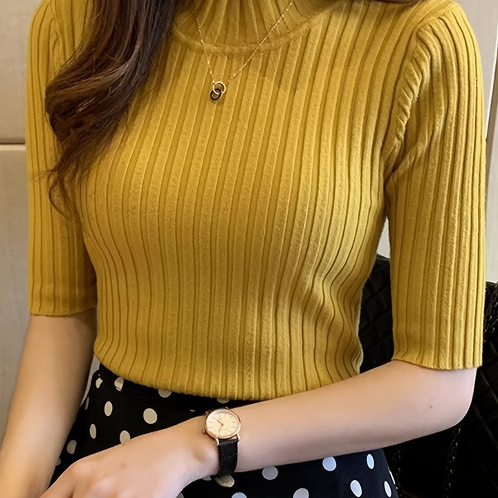 Verity | Ribbede Mock-Neck Top