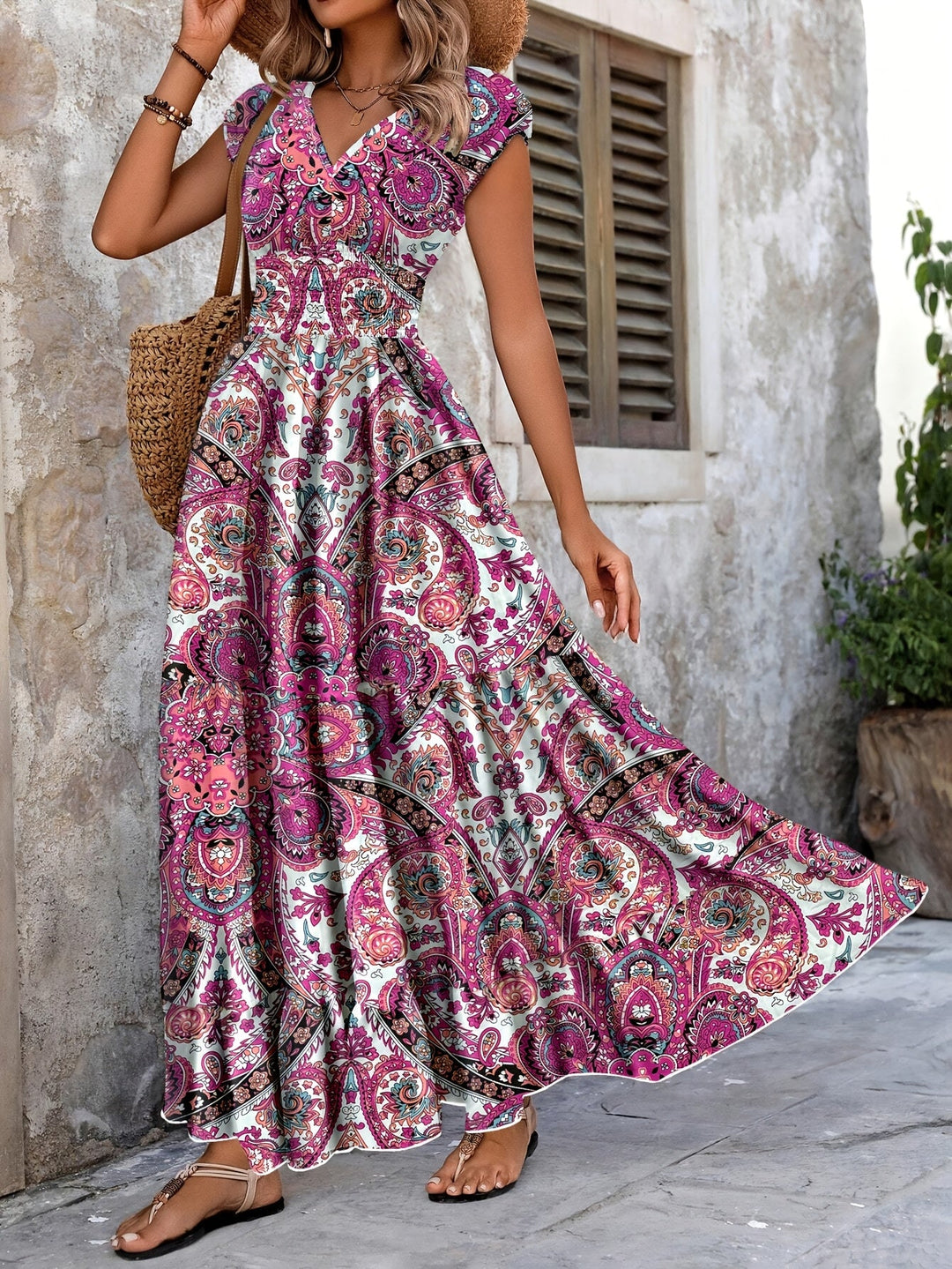 Roberta | Bohemian Paisley Maxi Kjole