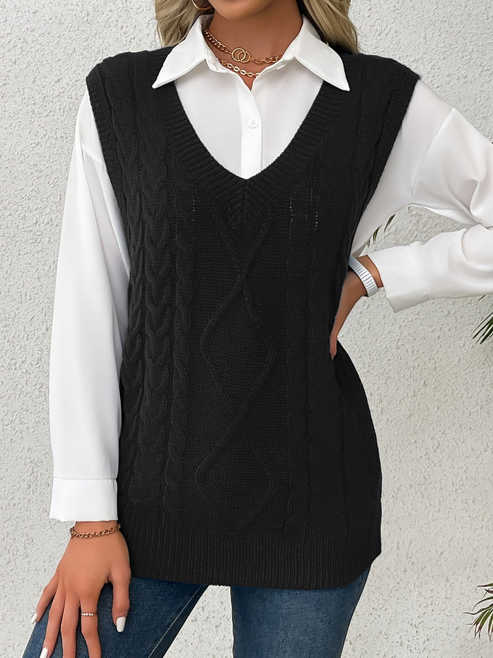 Cora | Cozy Cable-Knit V-Hals Sweater Vest