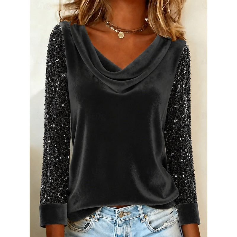 Marlene | Skinnende Cowl-Neck Top