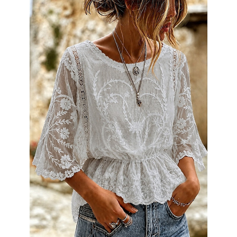 Sabrina | Broderet Peplum Bluse