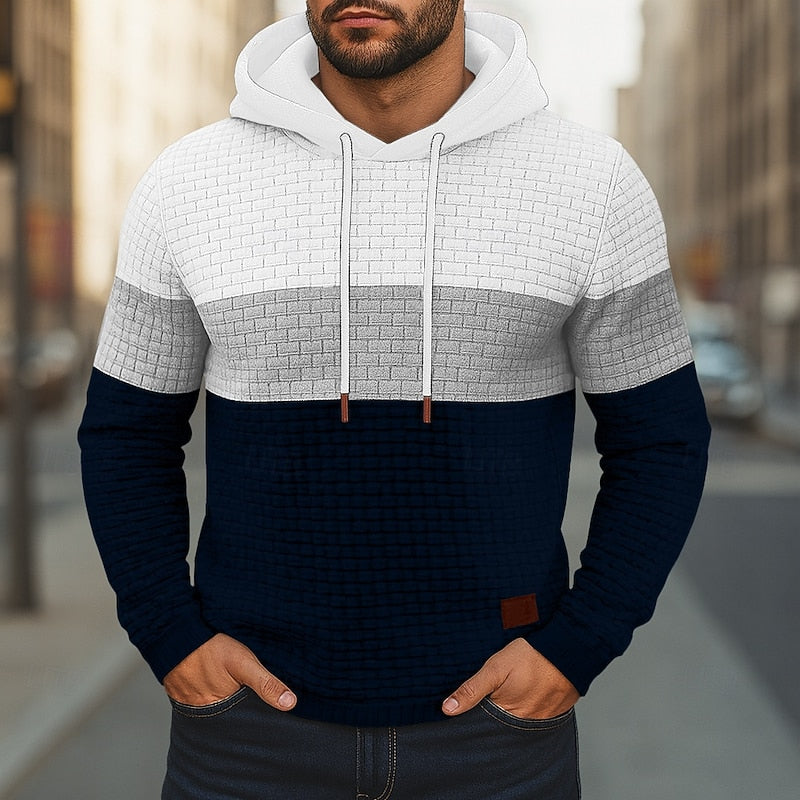 Hollis | Farveblok Tekstureret Hoodie