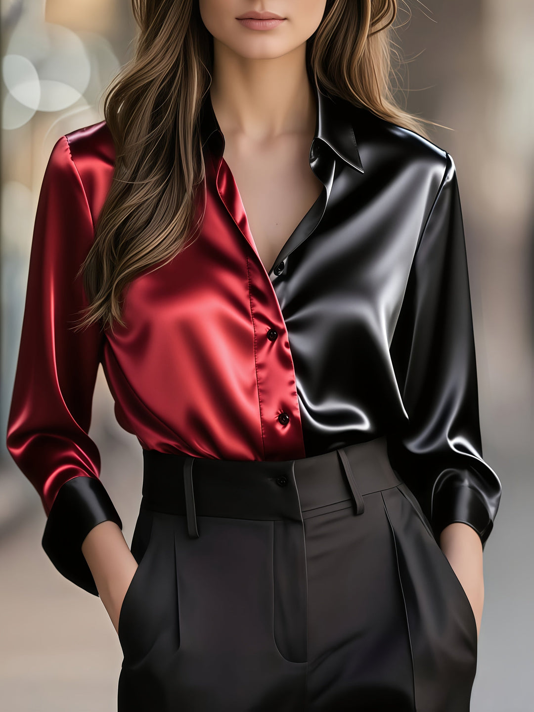 Helene | Raffineret Farveblok Bluse