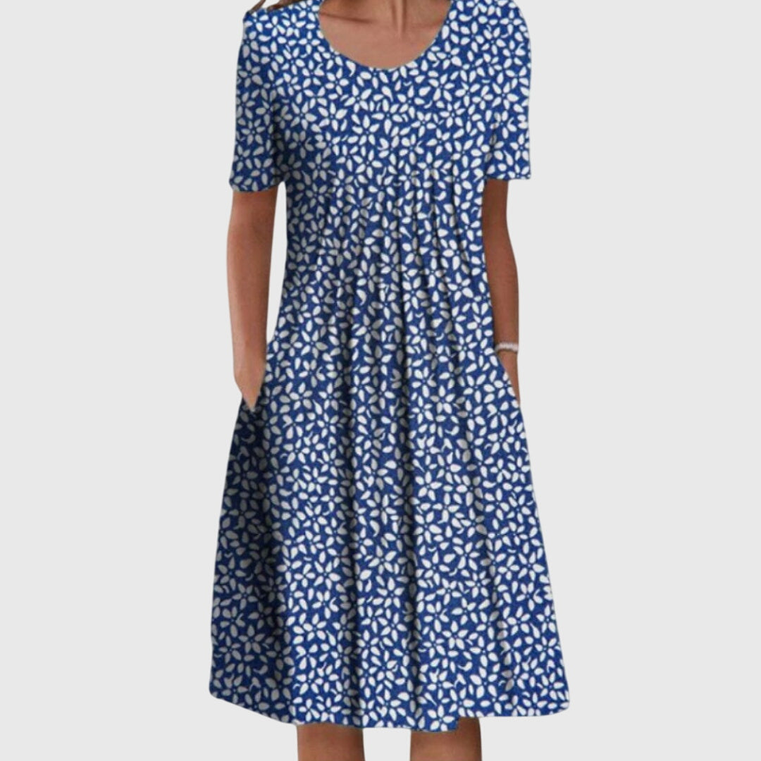 Scarlett | Elegant Rund Hals Printet Kjole