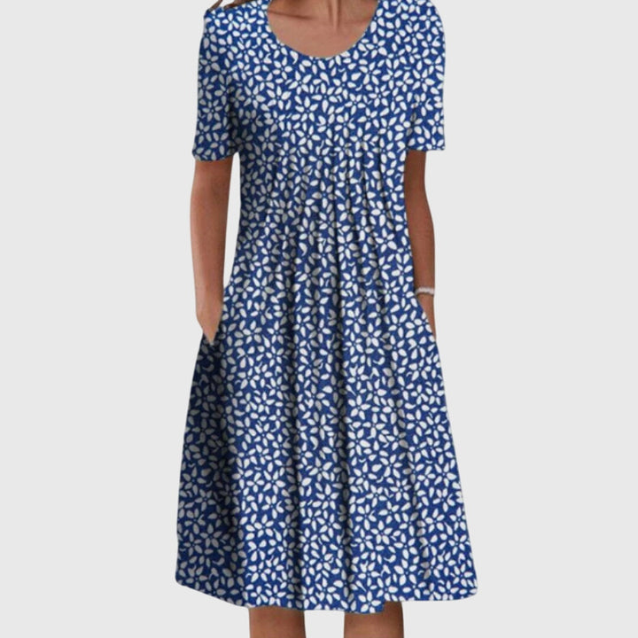 Scarlett | Elegant Rund Hals Printet Kjole