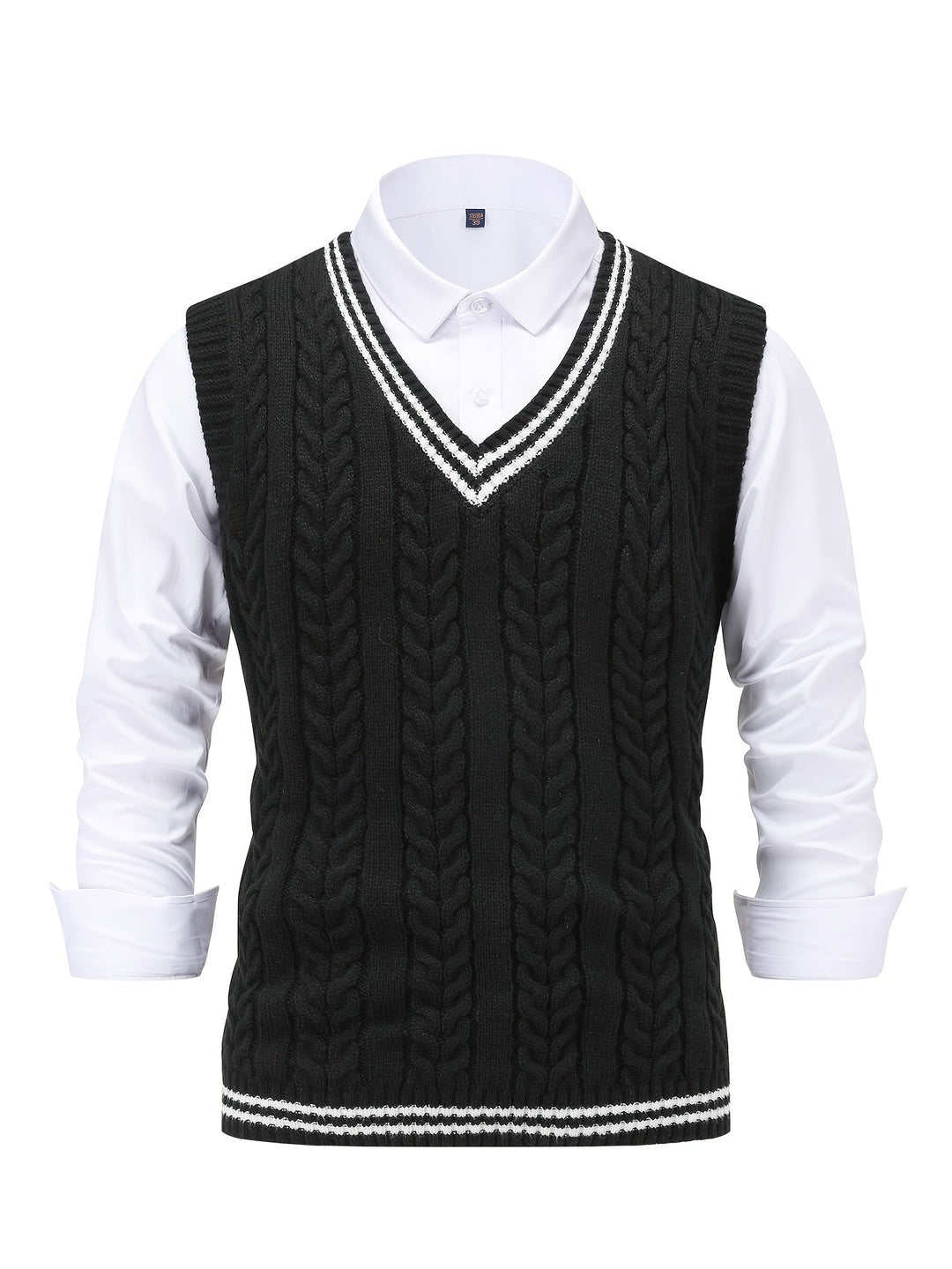 Gideon | Kabelstrikket V-hals Sweater Vest