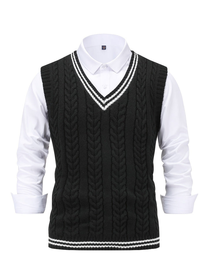 Gideon | Kabelstrikket V-hals Sweater Vest