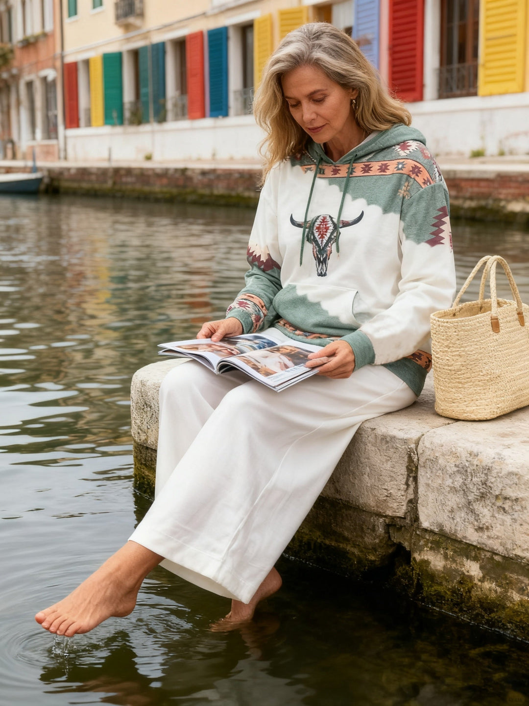 Tamsin | Western-inspireret Print Hoodie