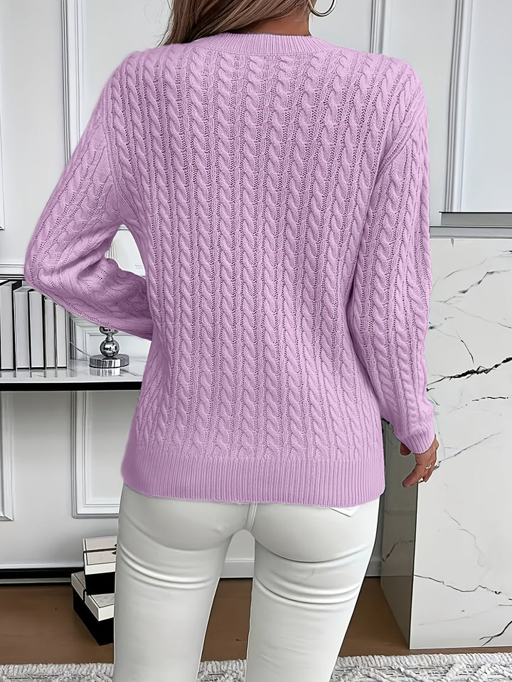 Faye | Kabelstrikket Rundhalset Sweater