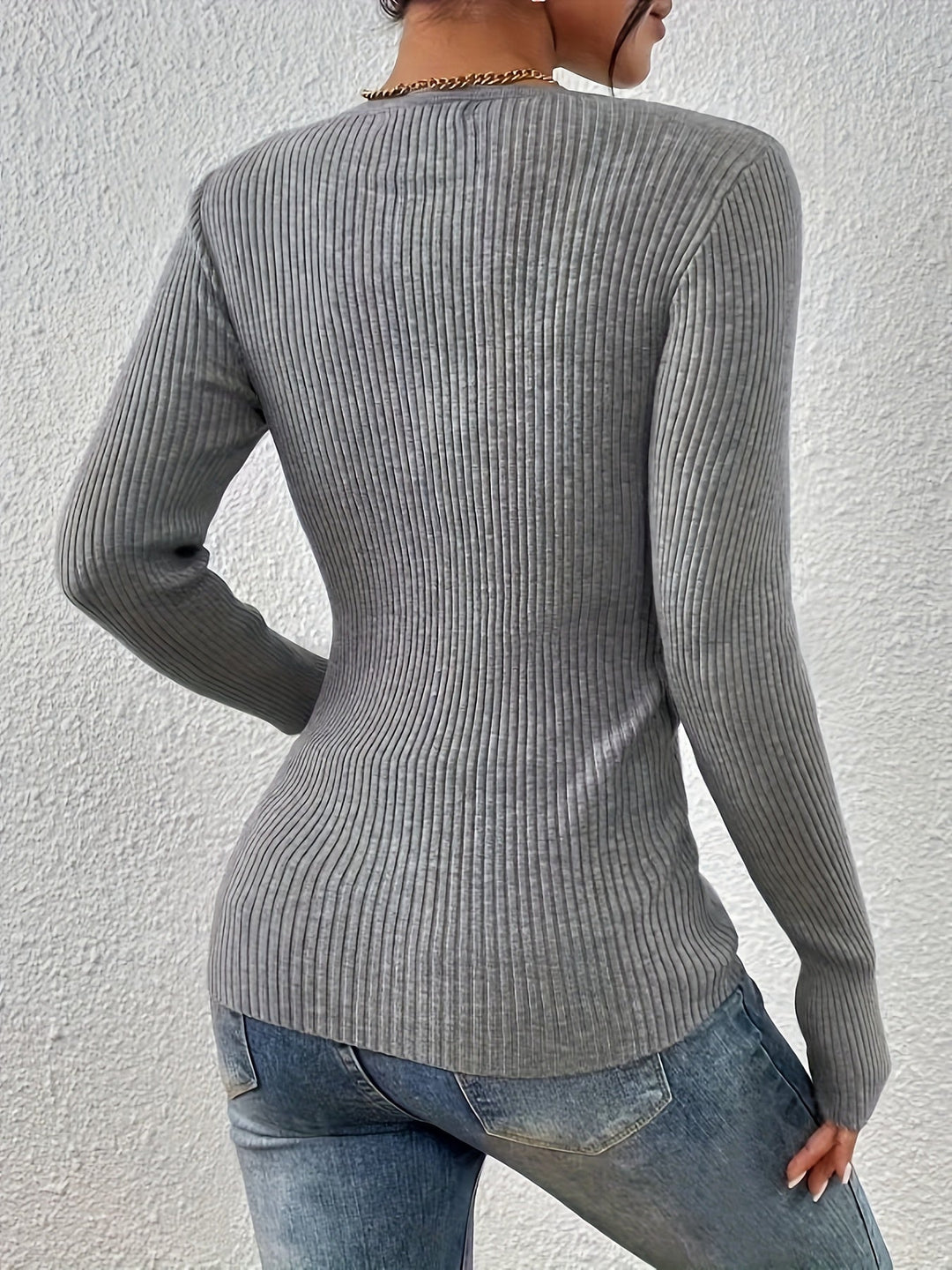 Helene | Ribbede Halv-Knap Top