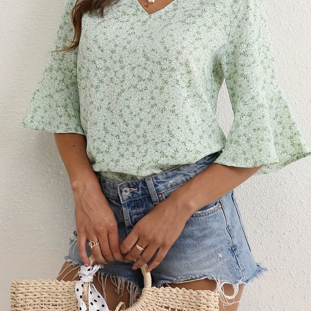 Lorraine | Floral Ruffle-Ærme Bluse