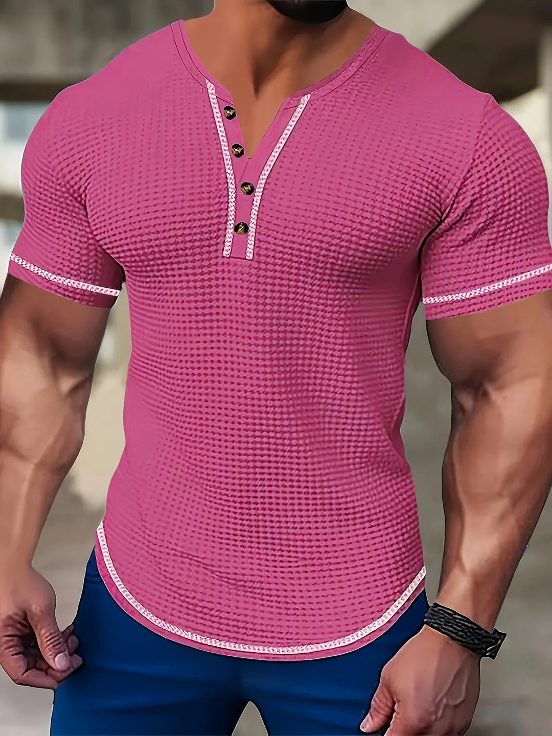 Vaughn | Tekstureret Korte Ærmer Henley Skjorte