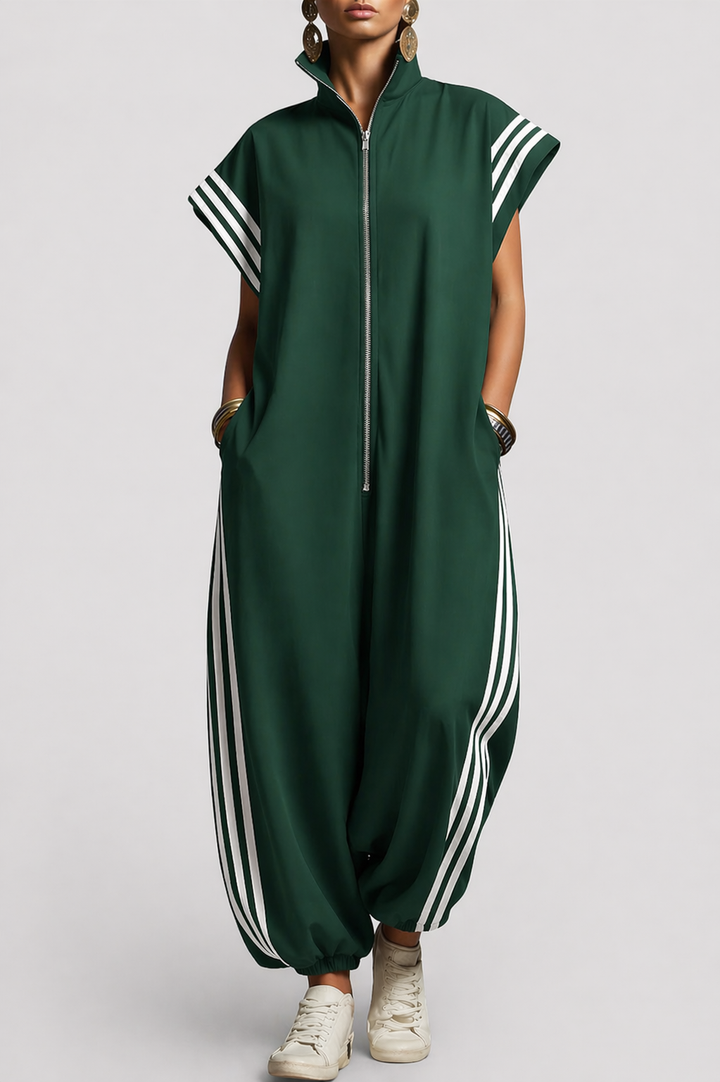 Valentina | Stilfuld ærmeløs lynlås jumpsuit