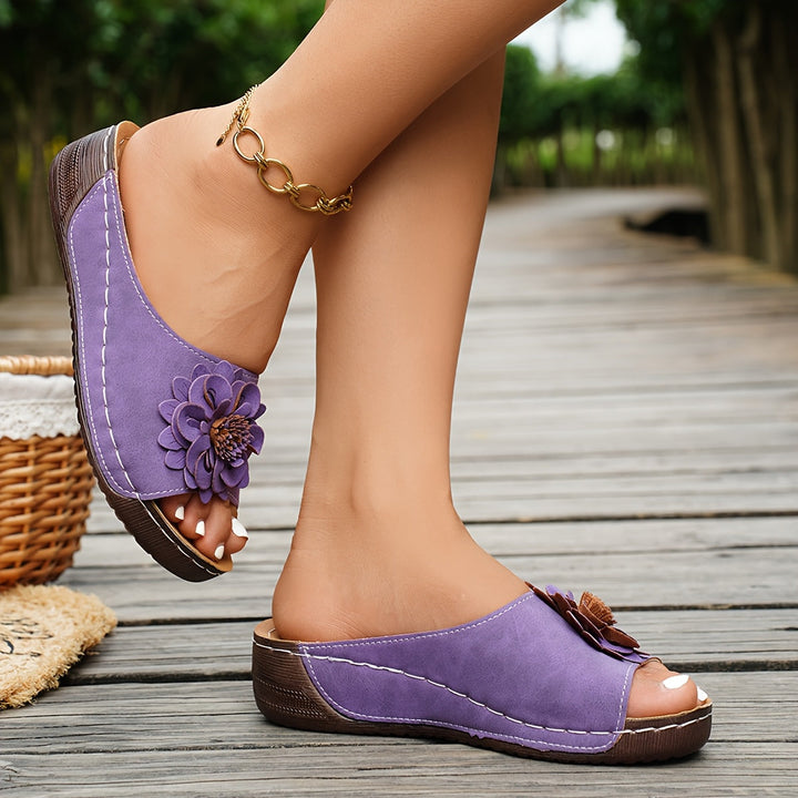 Melanie | Blomster Komfort Wedge Sandaler