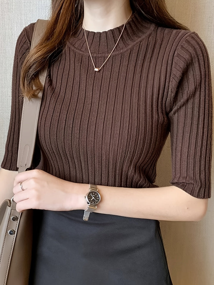 Verity | Ribbede Mock-Neck Top