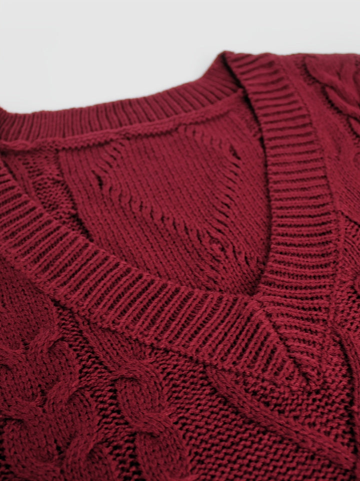 Cora | Cozy Cable-Knit V-Hals Sweater Vest